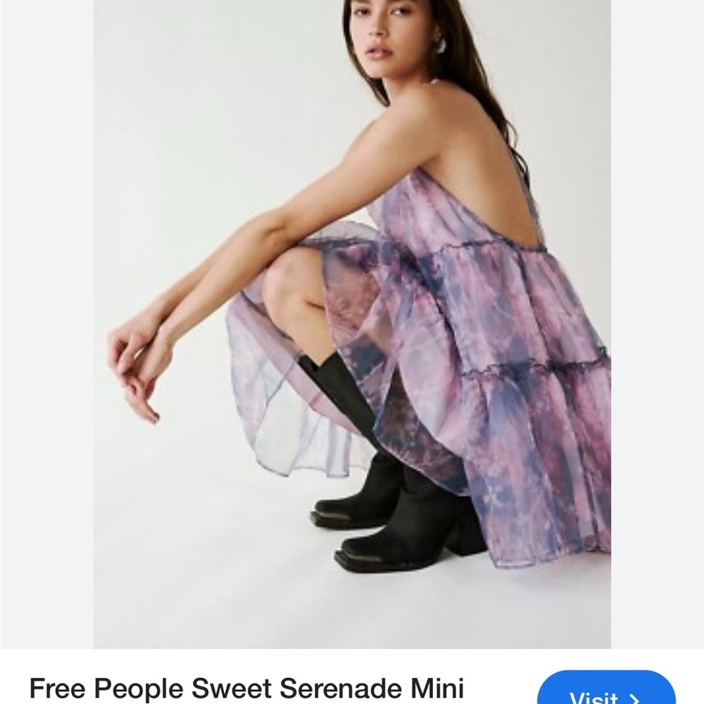 NWT Free People Sweet Serenade Lavender Tiered Halter Mini Dress Small - Picture 3 of 9
